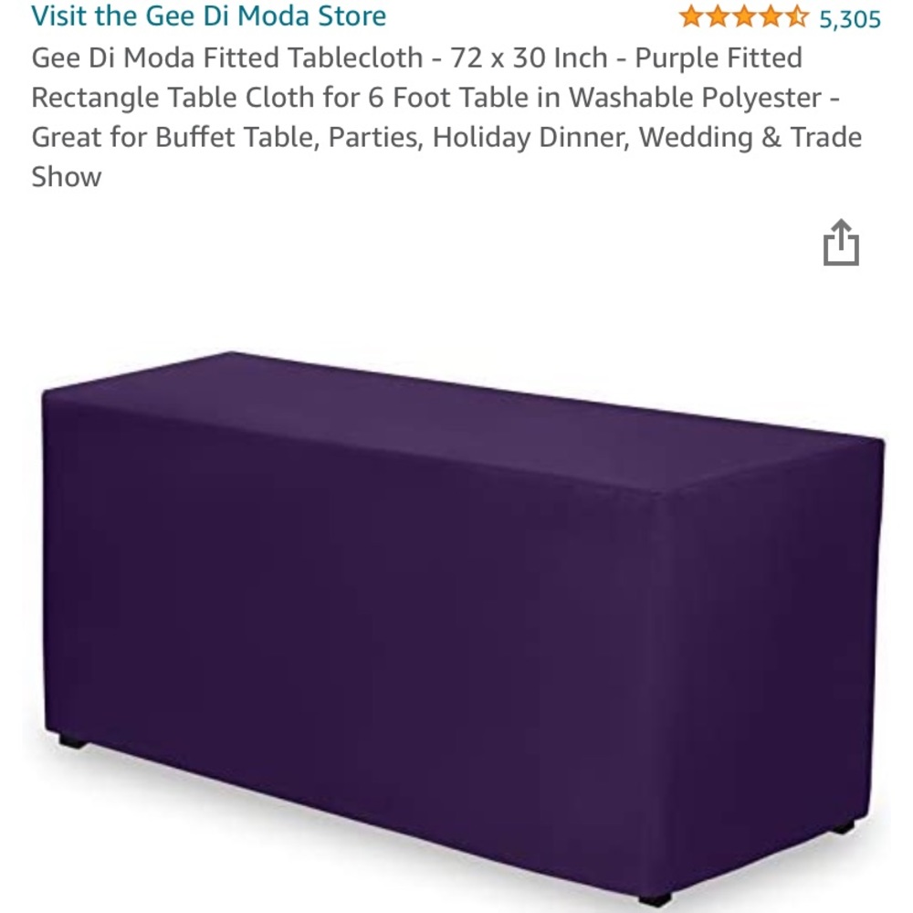 SOLD 3 Fitted Purple Tablecloths - 72” x 30” - Decorative Party, Banquet Cover